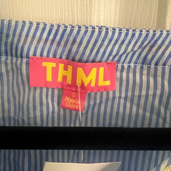 NWT THML Top with Blue Stripes and Colorful Trim - Picture 3 of 5